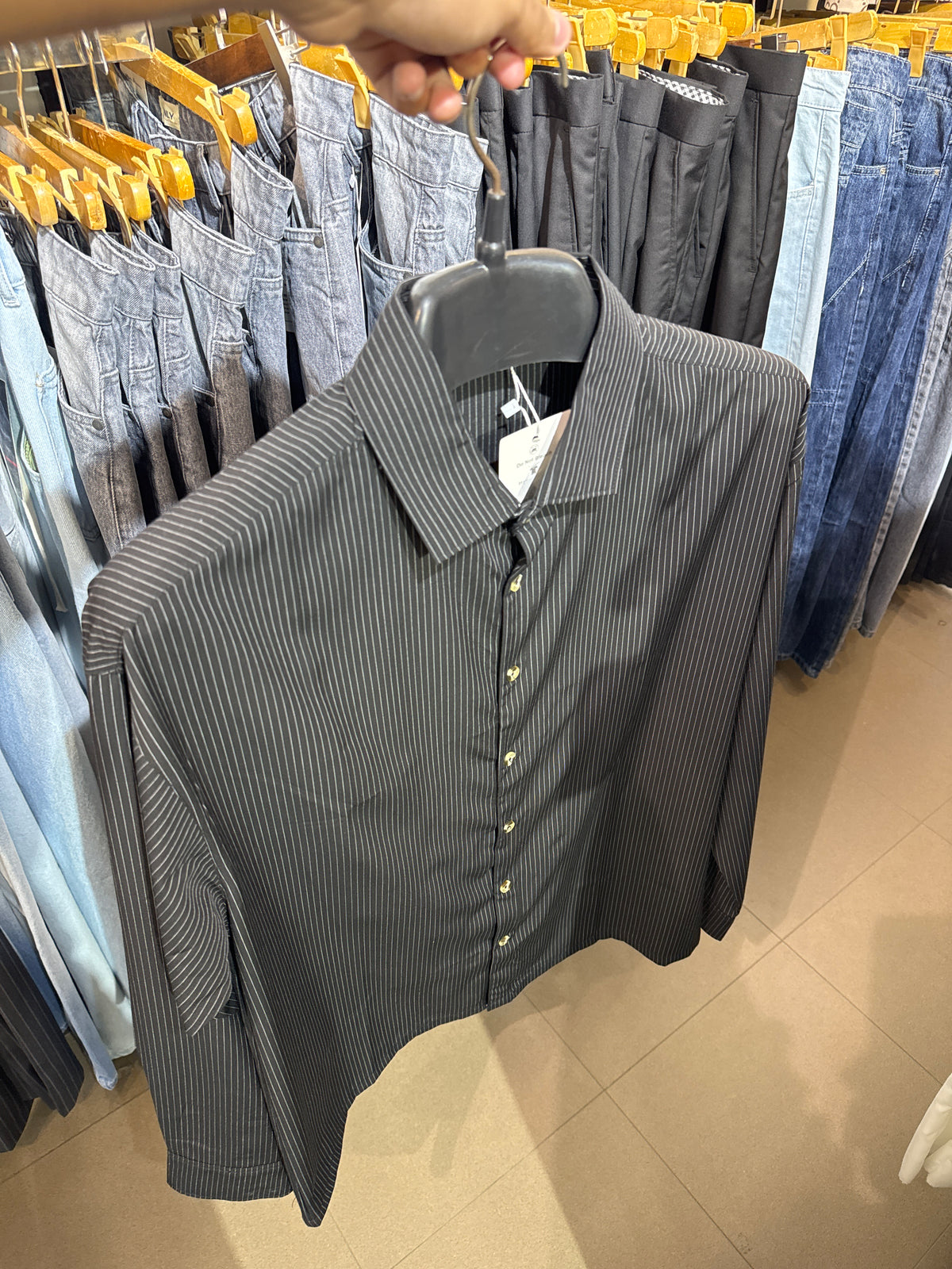 Men’s Premium black Pinstripe Casual Button-Down Shirt