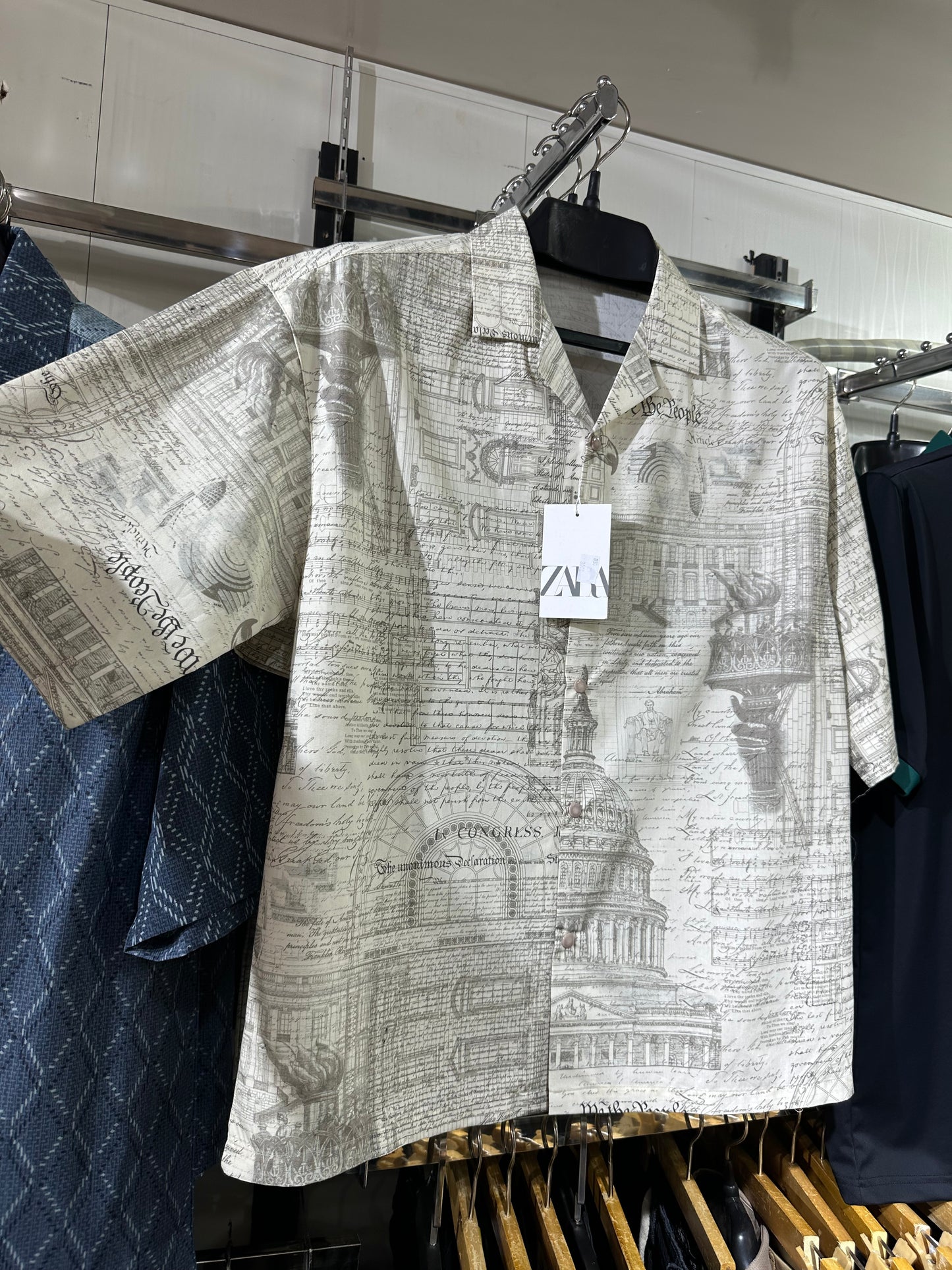 Vintage Script Print Casual Shirt