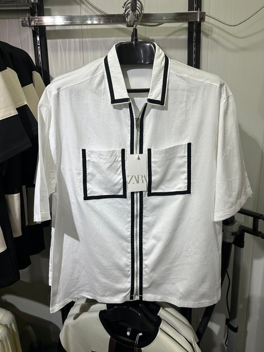 white zipper shirt