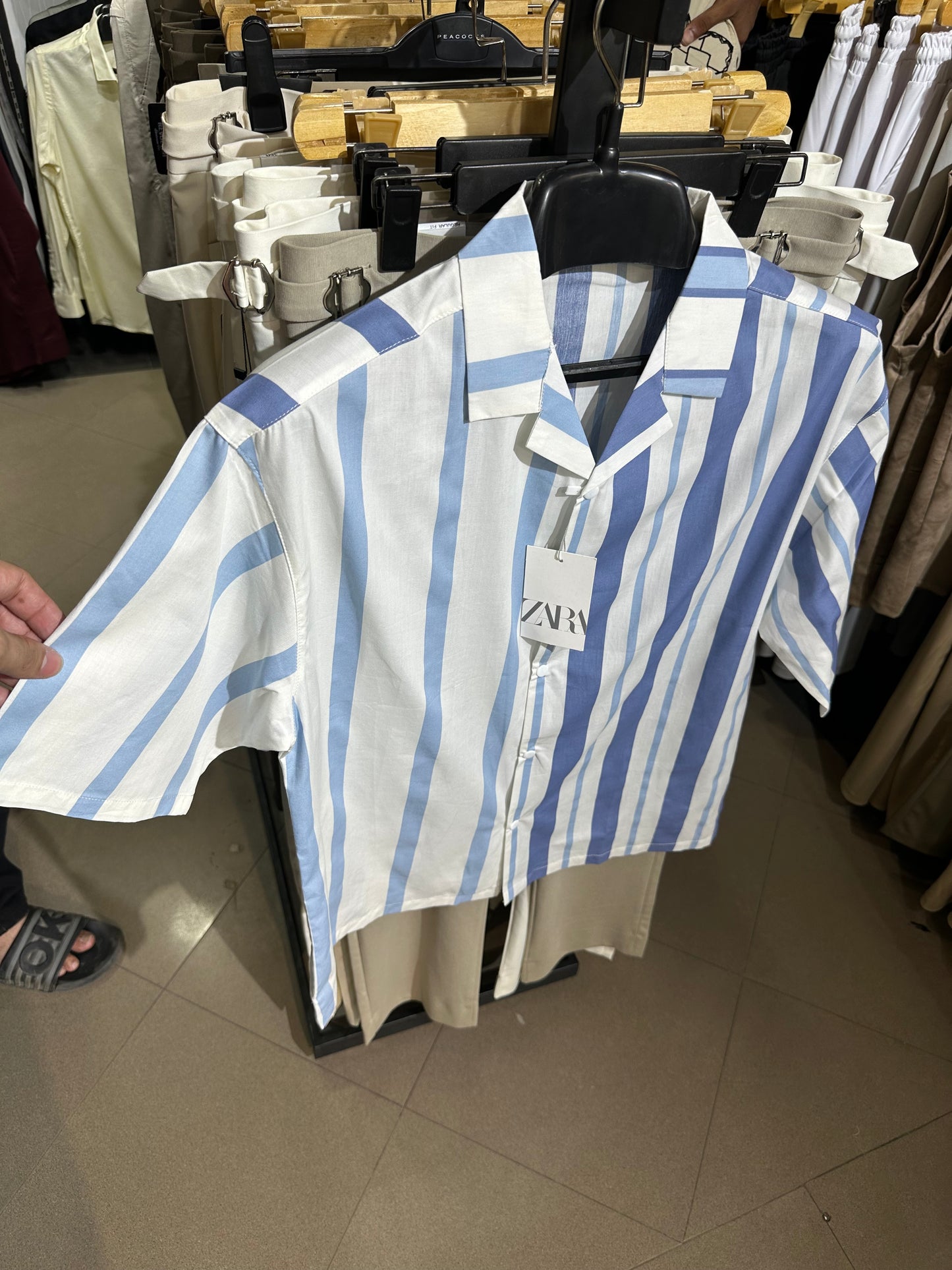 Ocean Blue Vertical Stripe Shirt