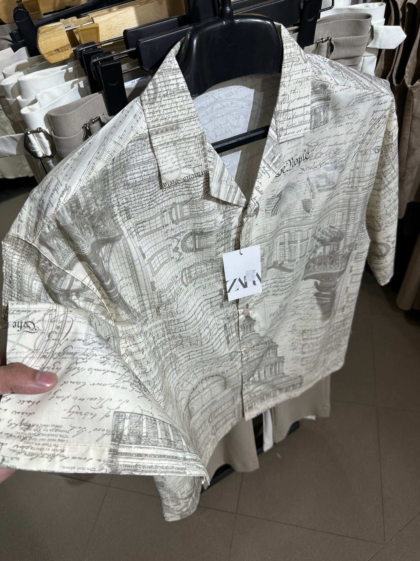 Vintage Script Print Casual Shirt