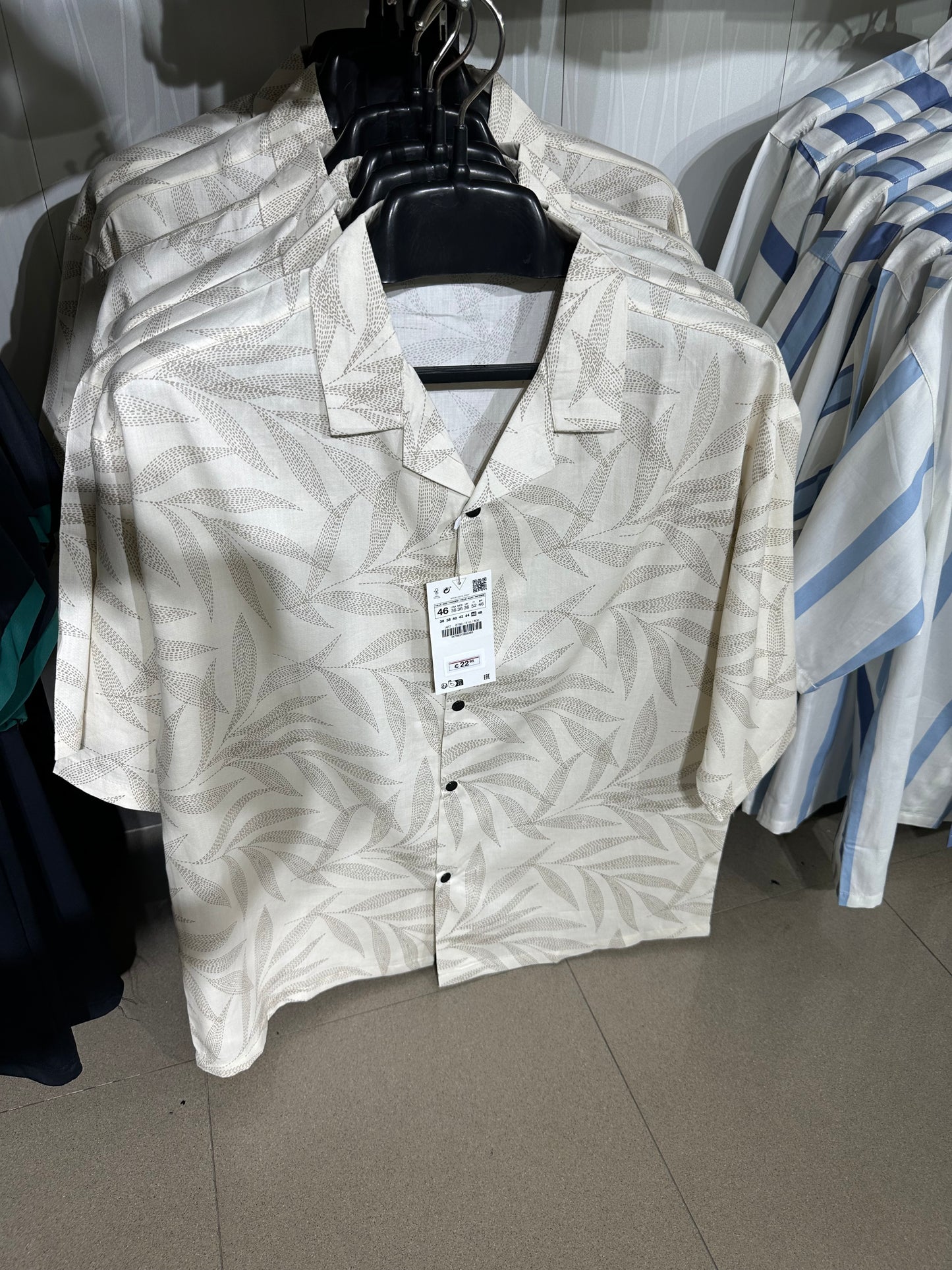 Sand Palm Print Cuban Collar Shirt