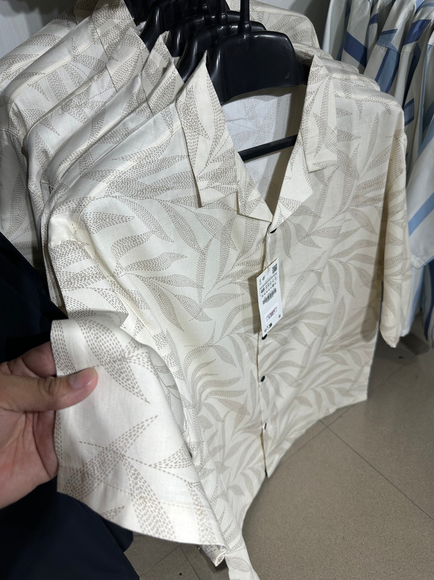 Sand Palm Print Cuban Collar Shirt