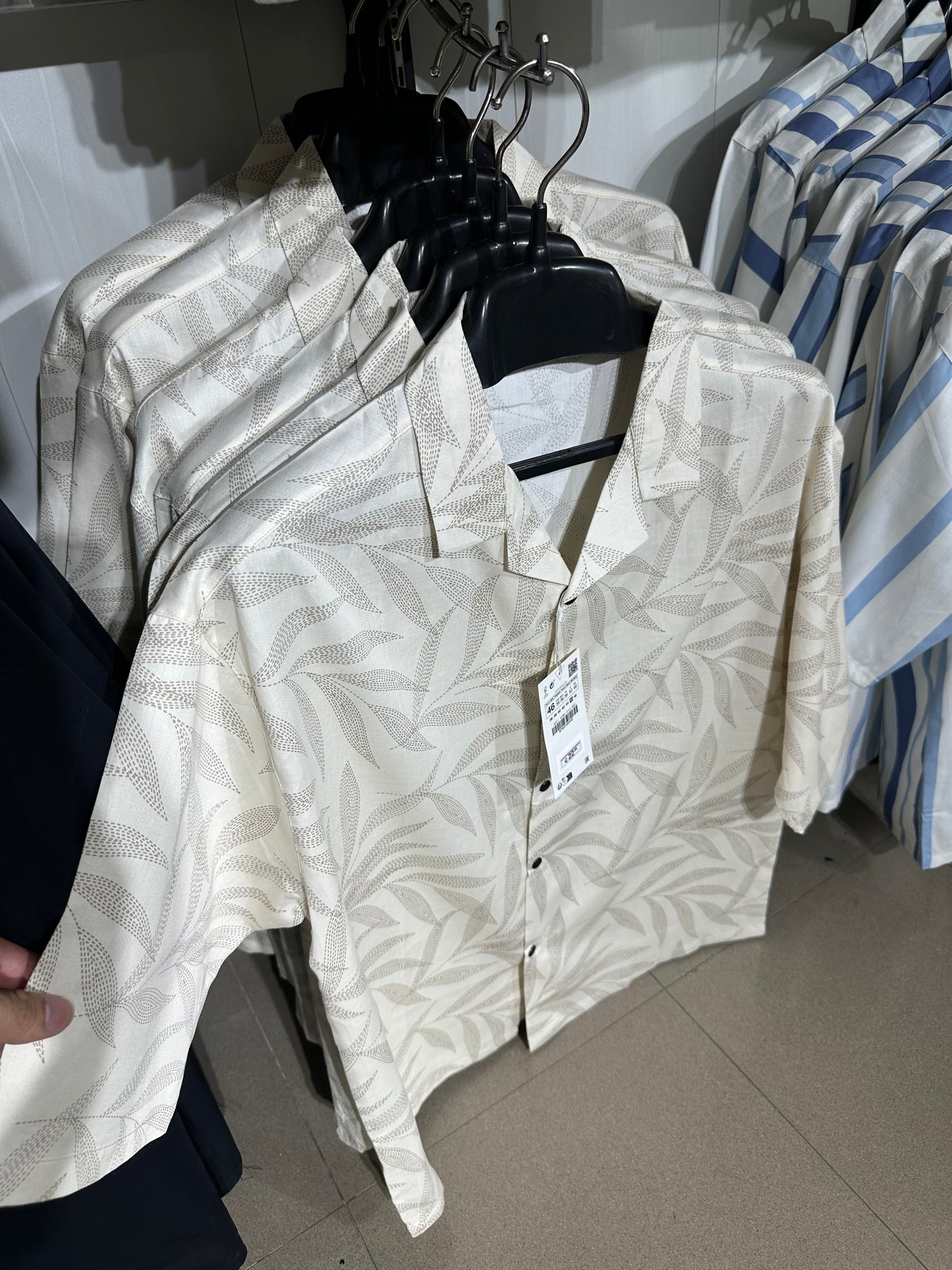 Sand Palm Print Cuban Collar Shirt