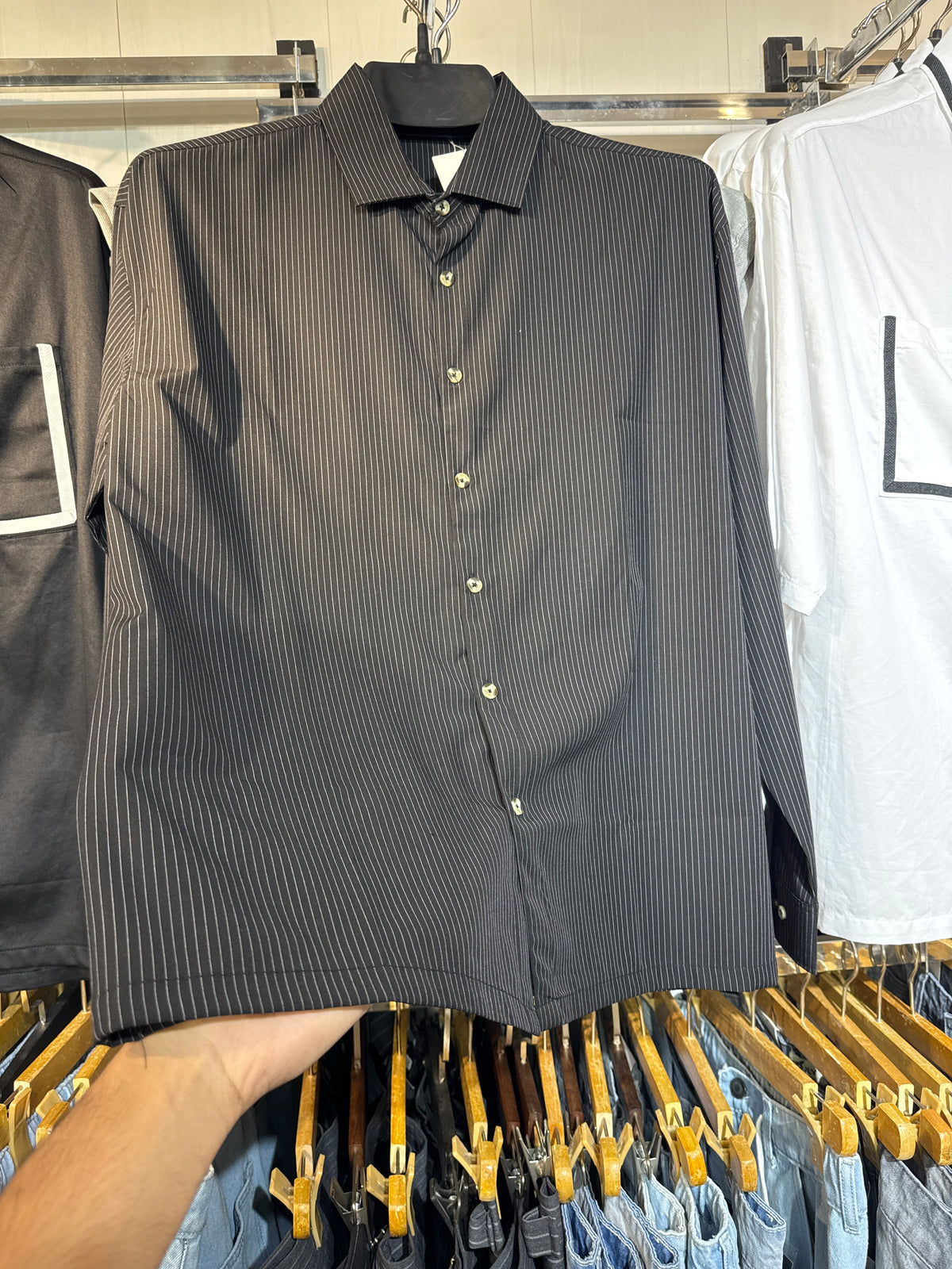 Men’s Premium black Pinstripe Casual Button-Down Shirt