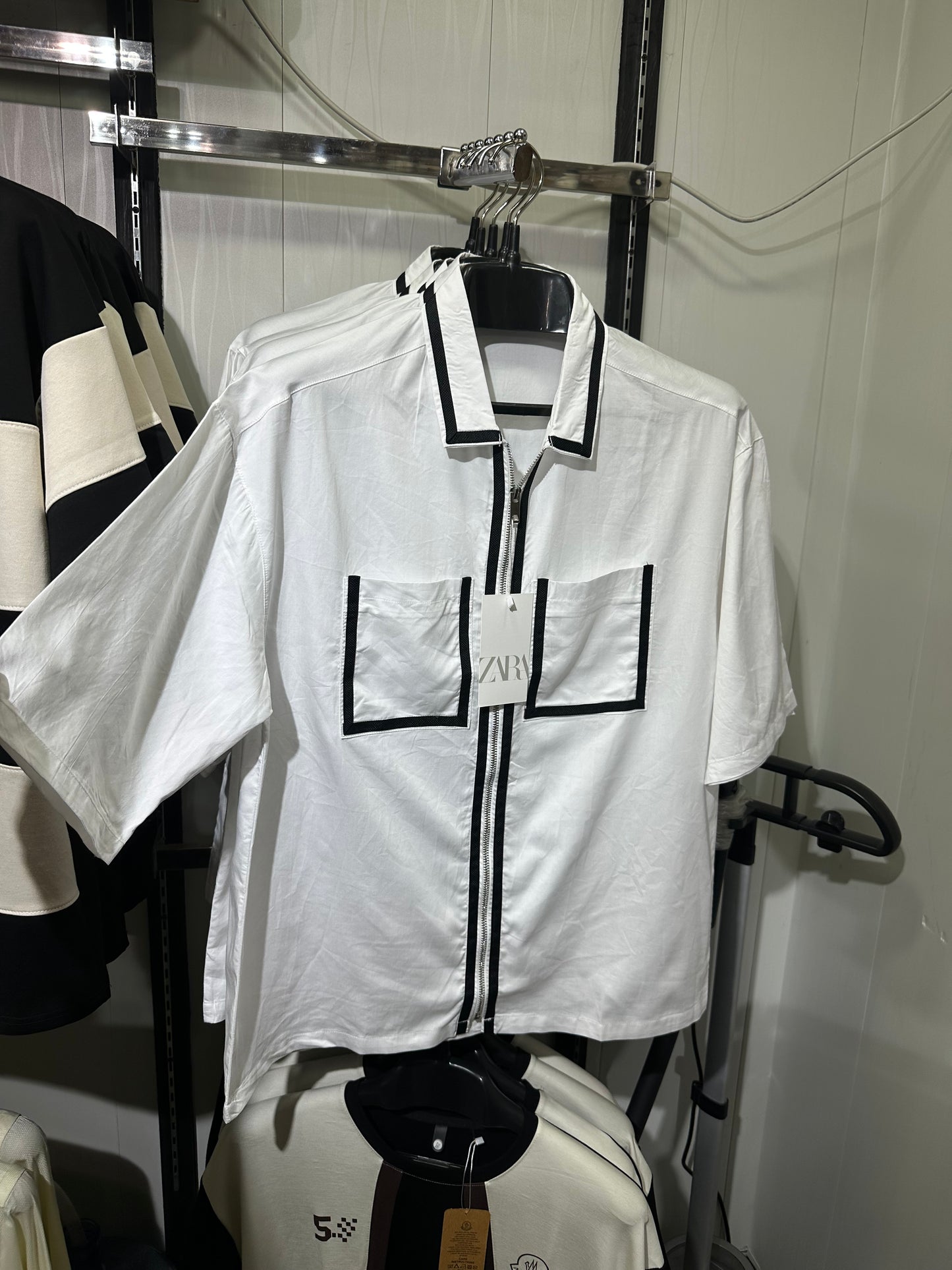 white zipper shirt