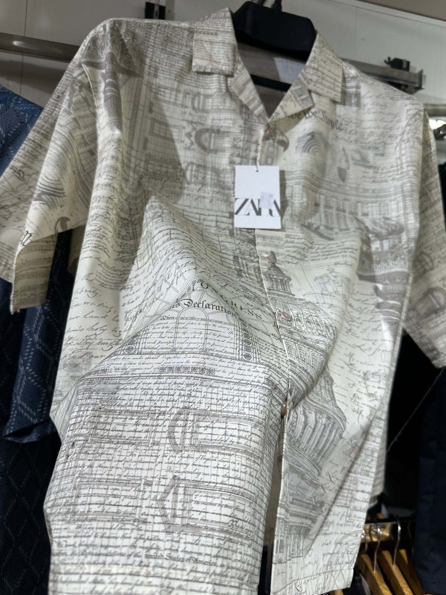 Vintage Script Print Casual Shirt