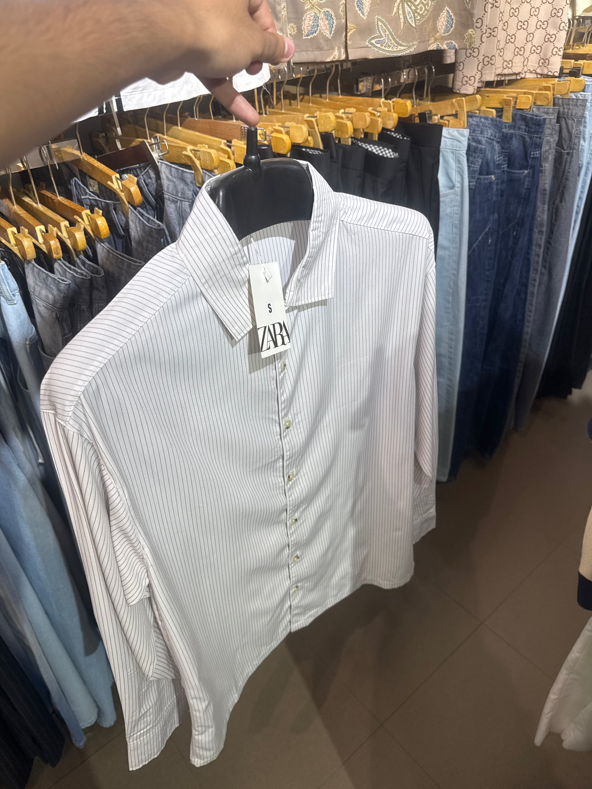 Men’s Premium White Pinstripe Casual Button-Down Shirt