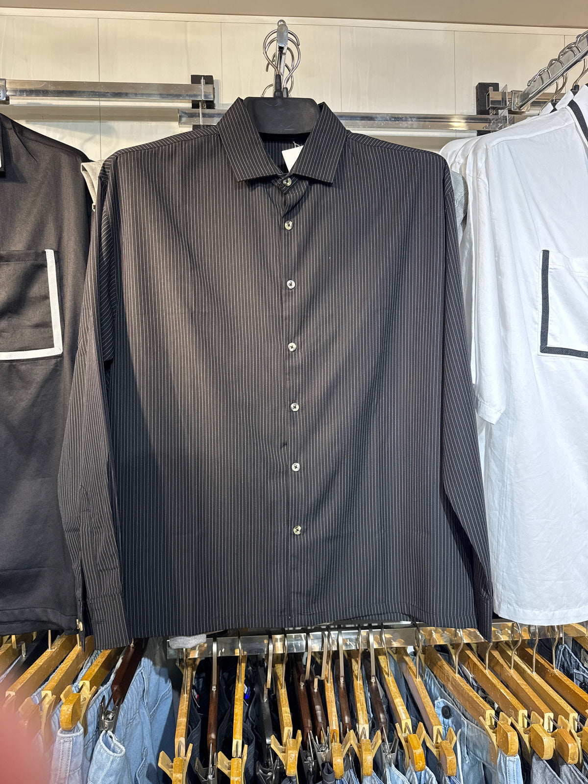 Men’s Premium black Pinstripe Casual Button-Down Shirt