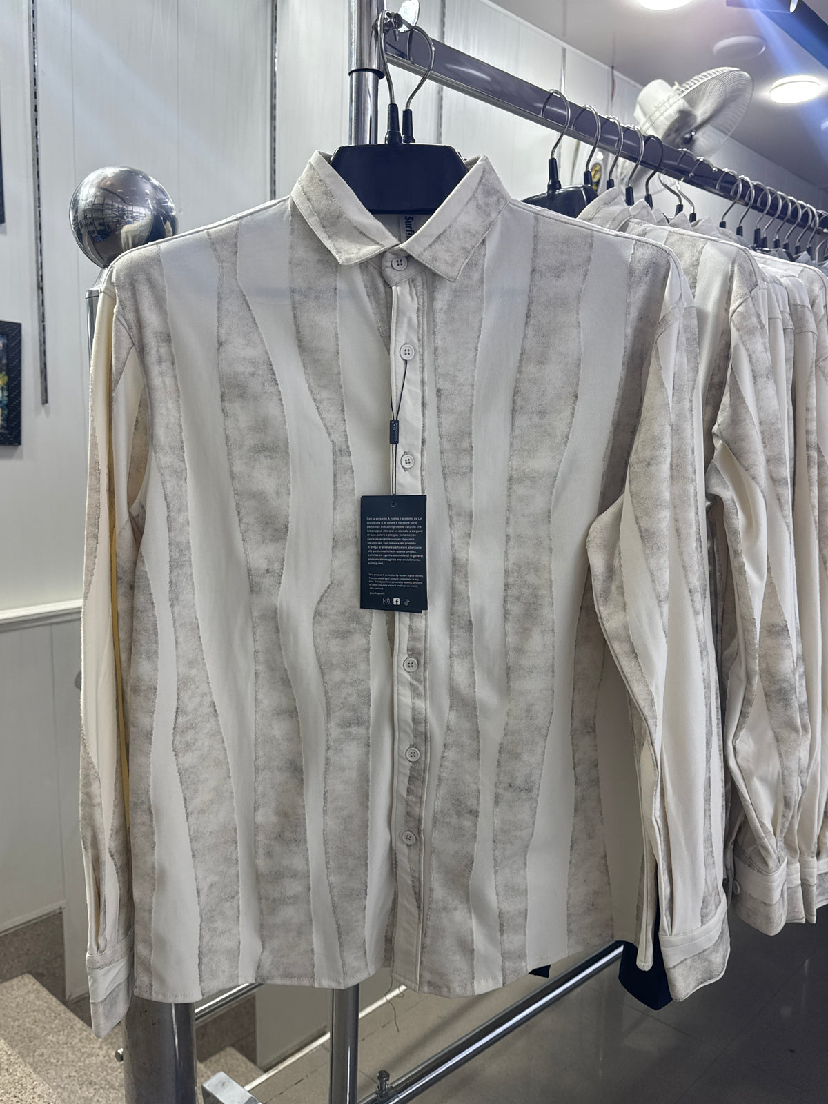 Men’s Premium Cream & Beige Vertical Stripe Casual Shirt