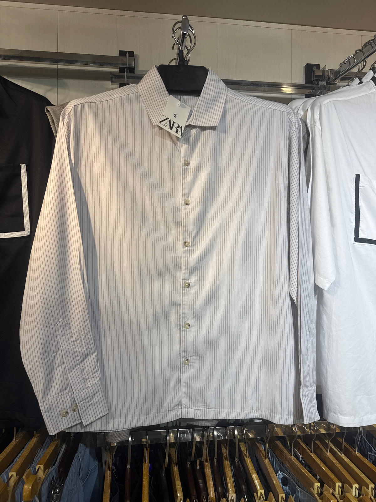 Men’s Premium White Pinstripe Casual Button-Down Shirt