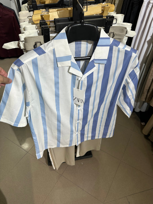 Ocean Blue Vertical Stripe Shirt