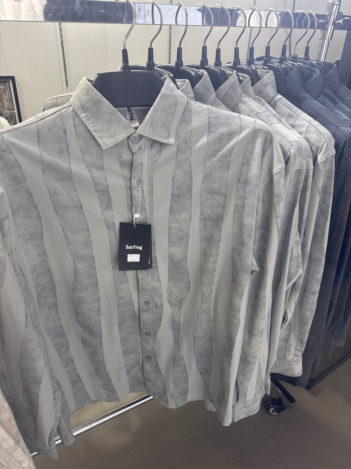Men’s Premium Grey & White Vertical Stripe Shirt
