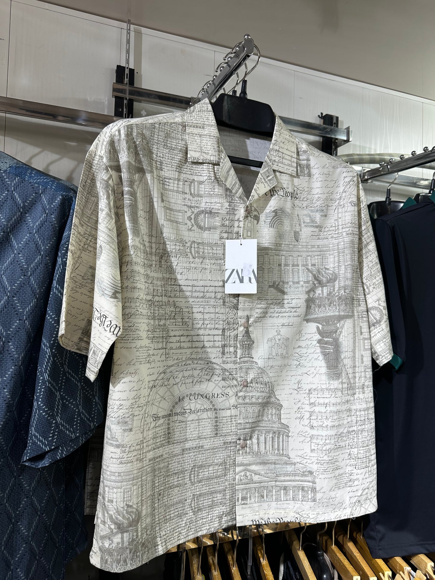 Vintage Script Print Casual Shirt