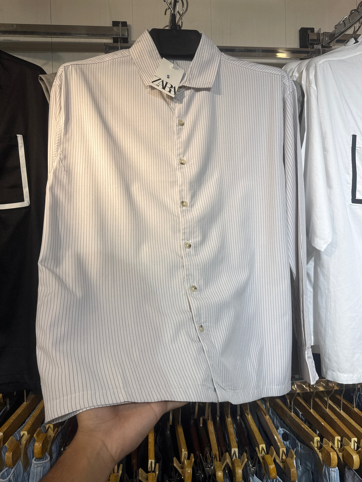 Men’s Premium White Pinstripe Casual Button-Down Shirt
