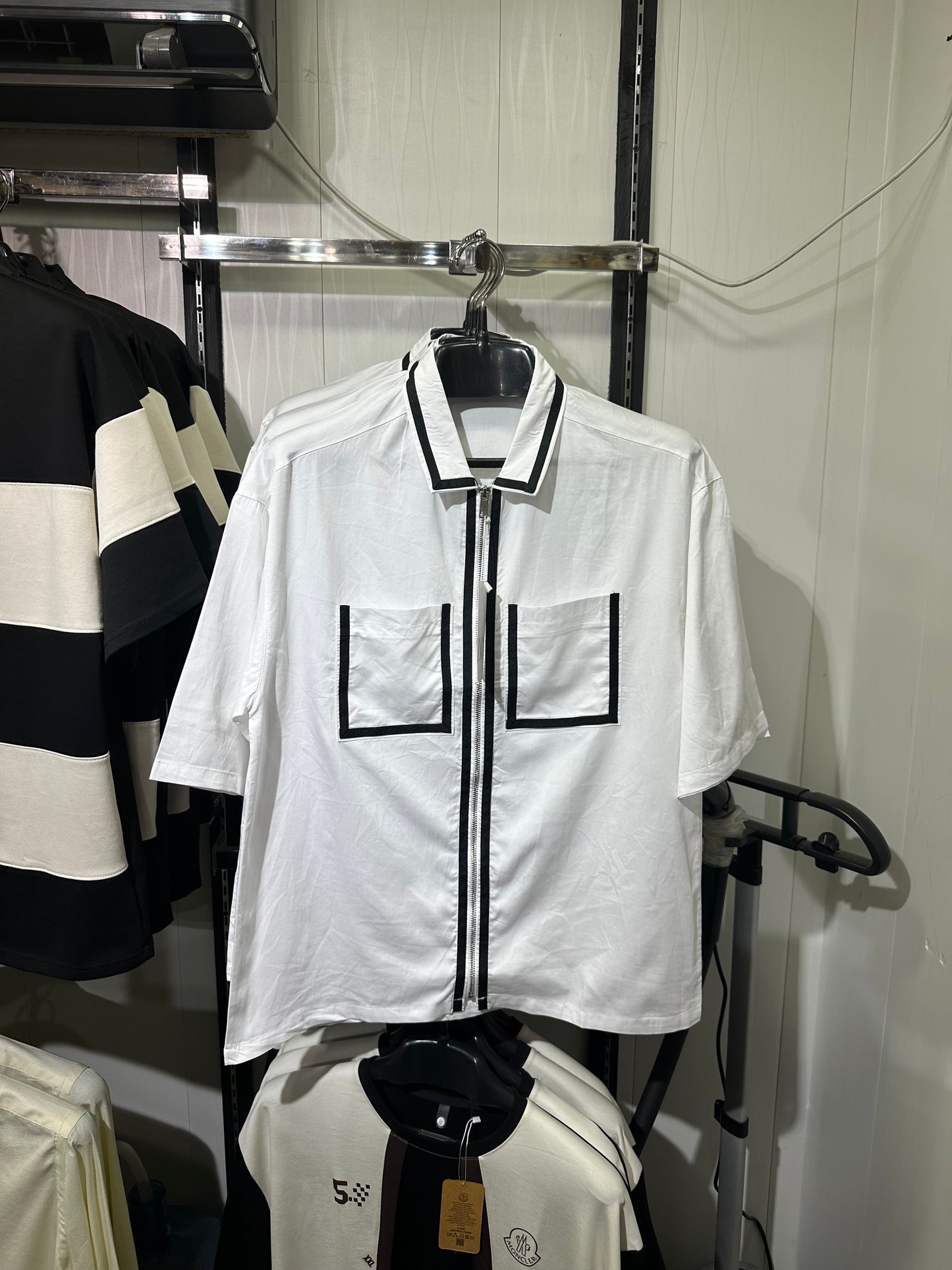 white zipper shirt