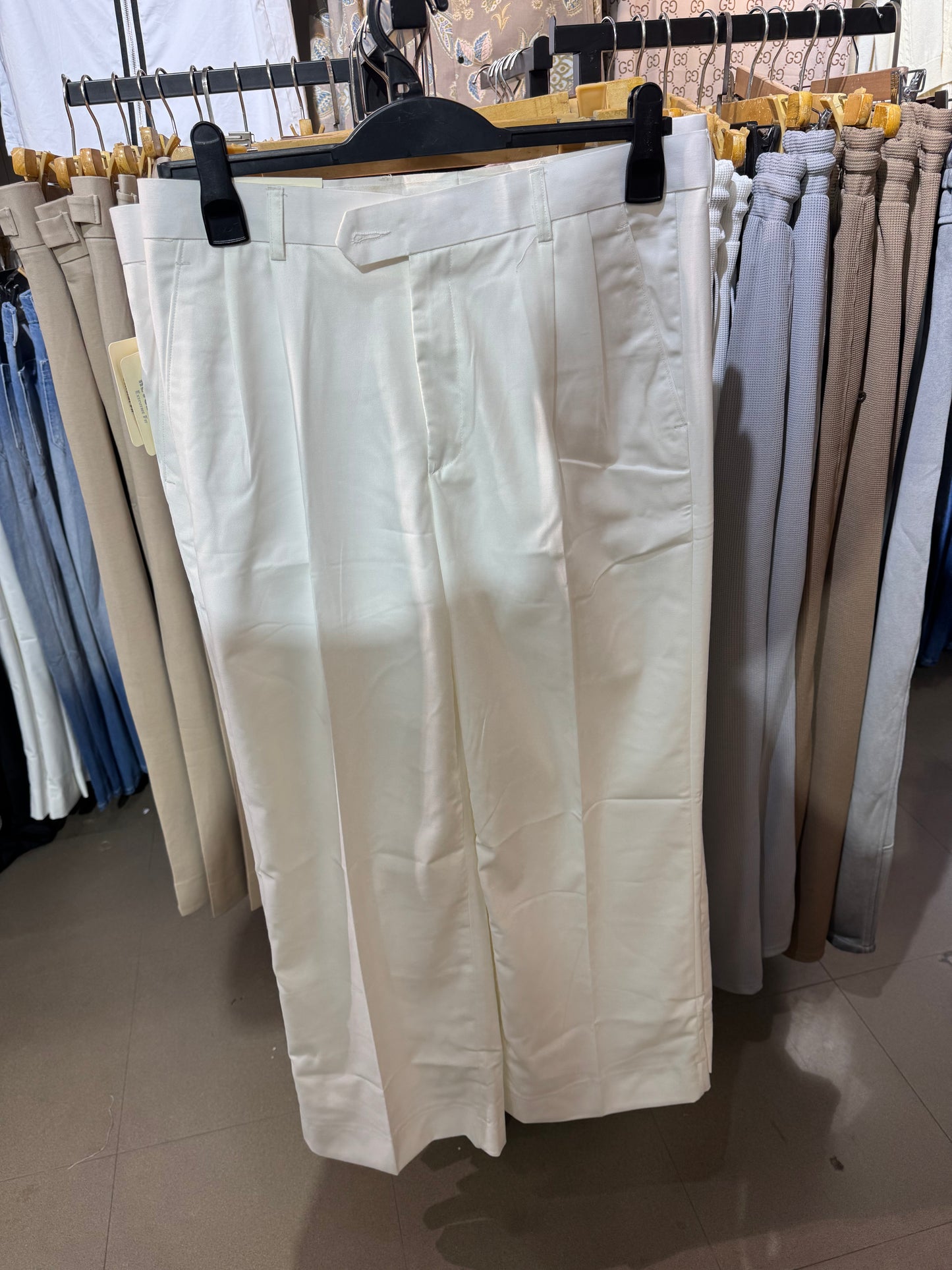 Italian style white plated pant