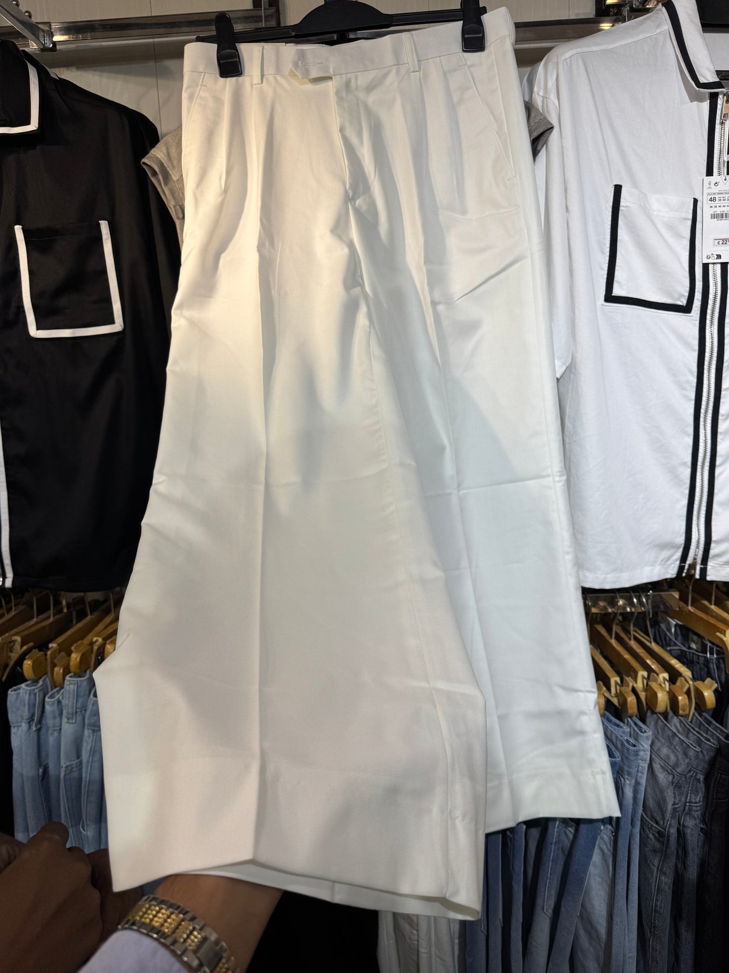 Italian style white plated pant