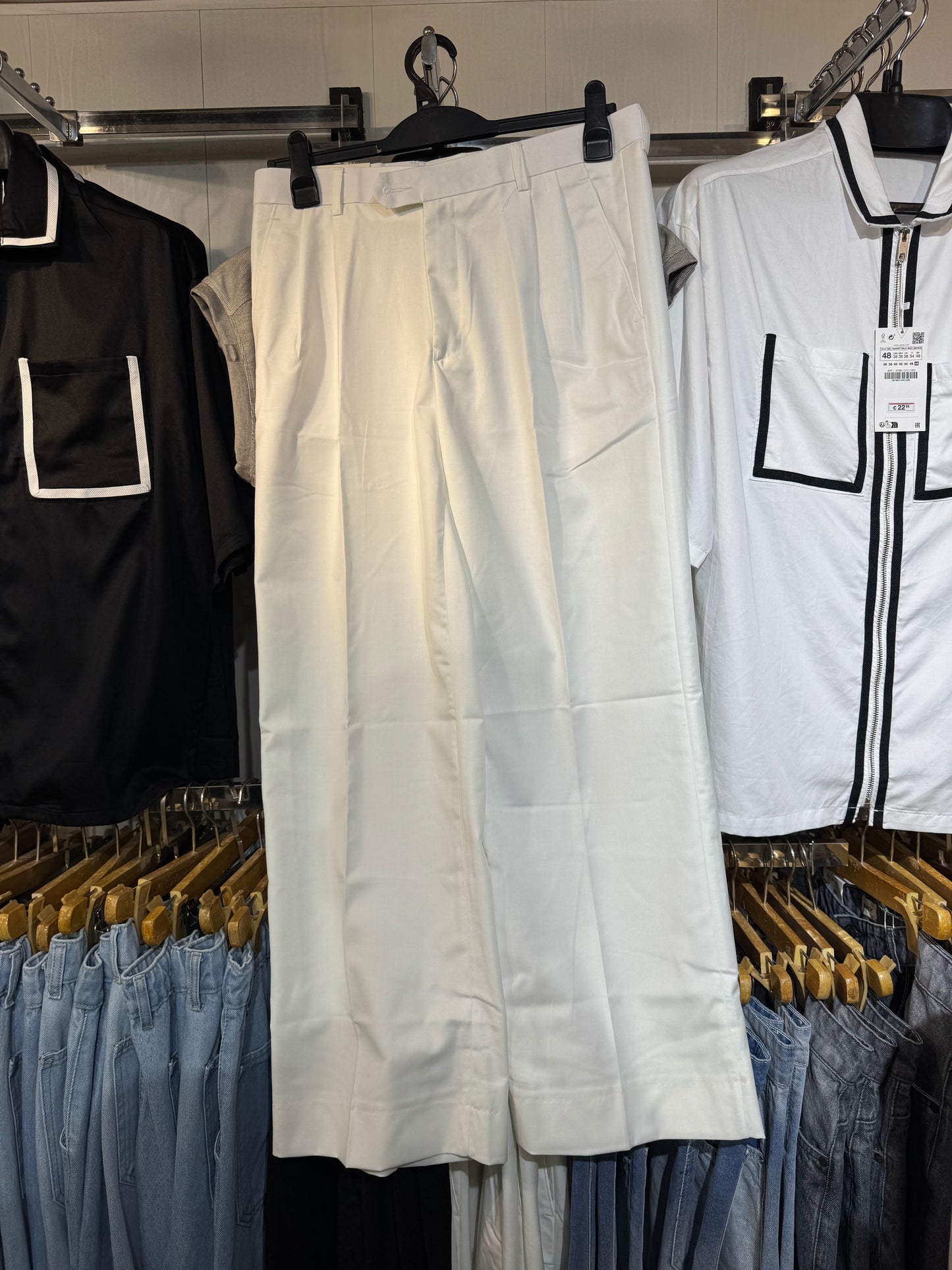 Italian style white plated pant