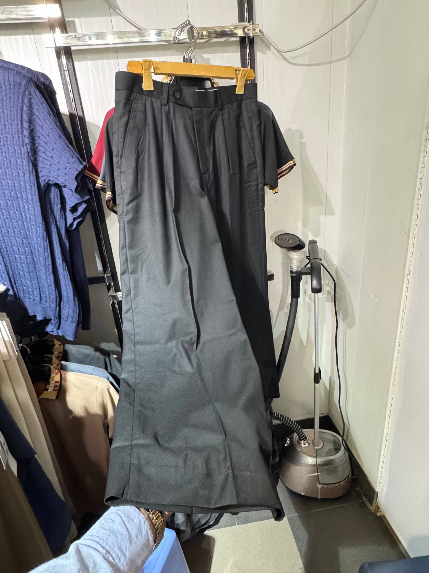 Italian style black plated pant